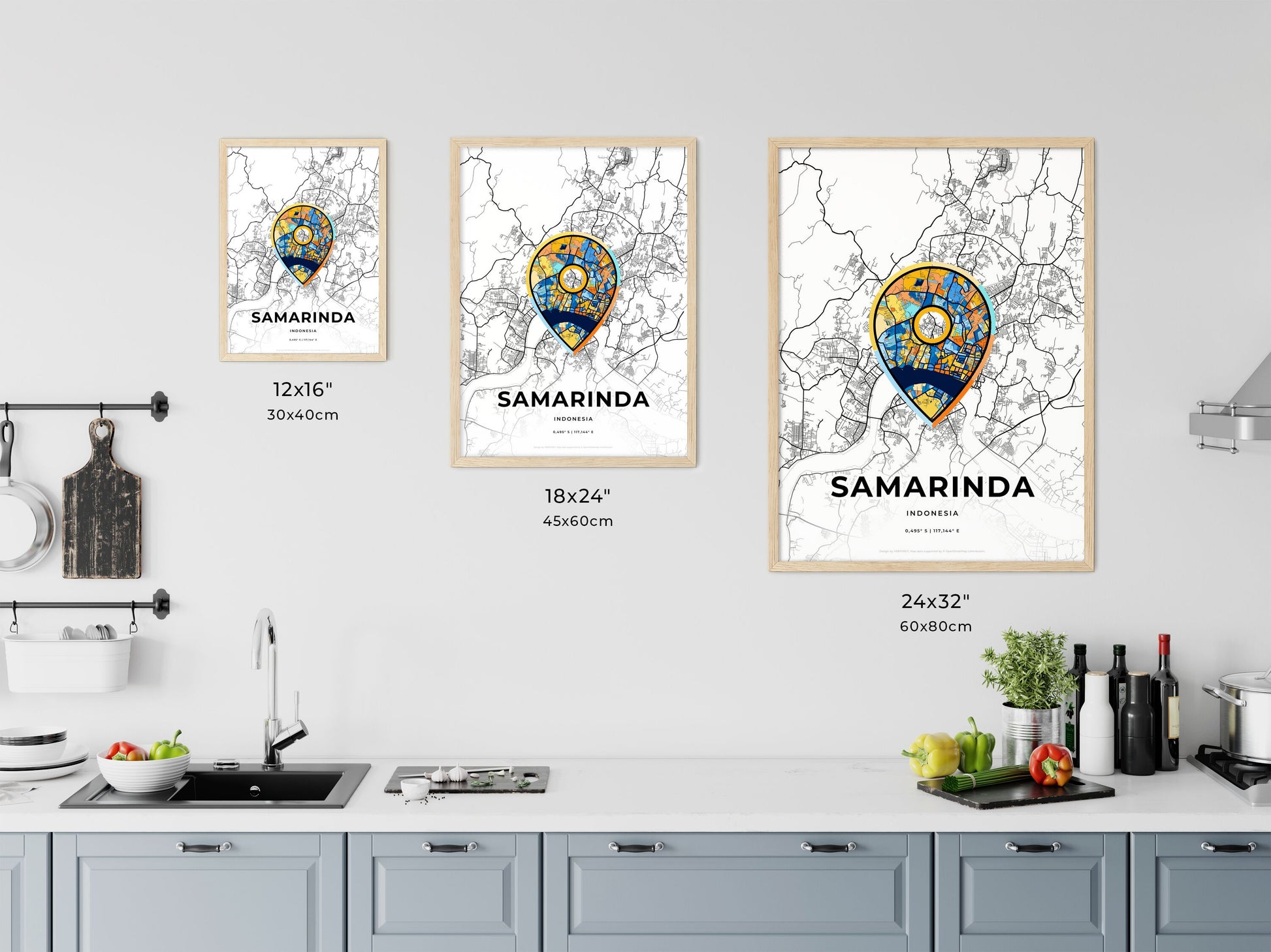 Samarinda Indonesia art map size chart