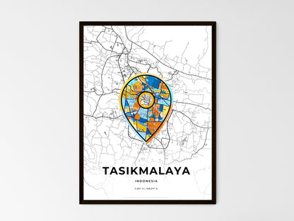 TASIKMALAYA INDONESIA minimal art map with a colorful icon. Style 1
