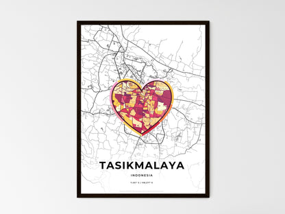 TASIKMALAYA INDONESIA minimal art map with a colorful icon. Style 2