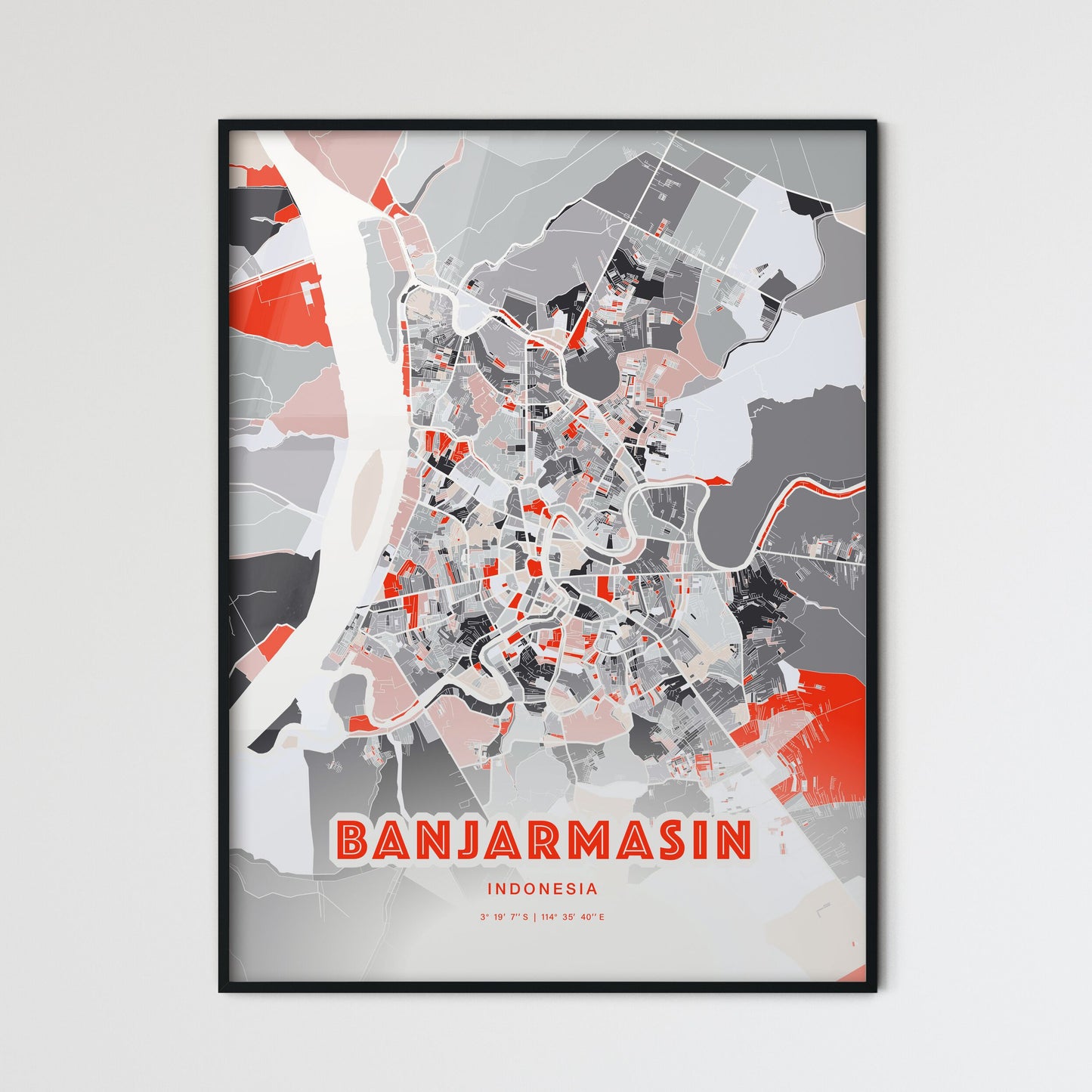 Colorful BANJARMASIN INDONESIA Fine Art Map Modern