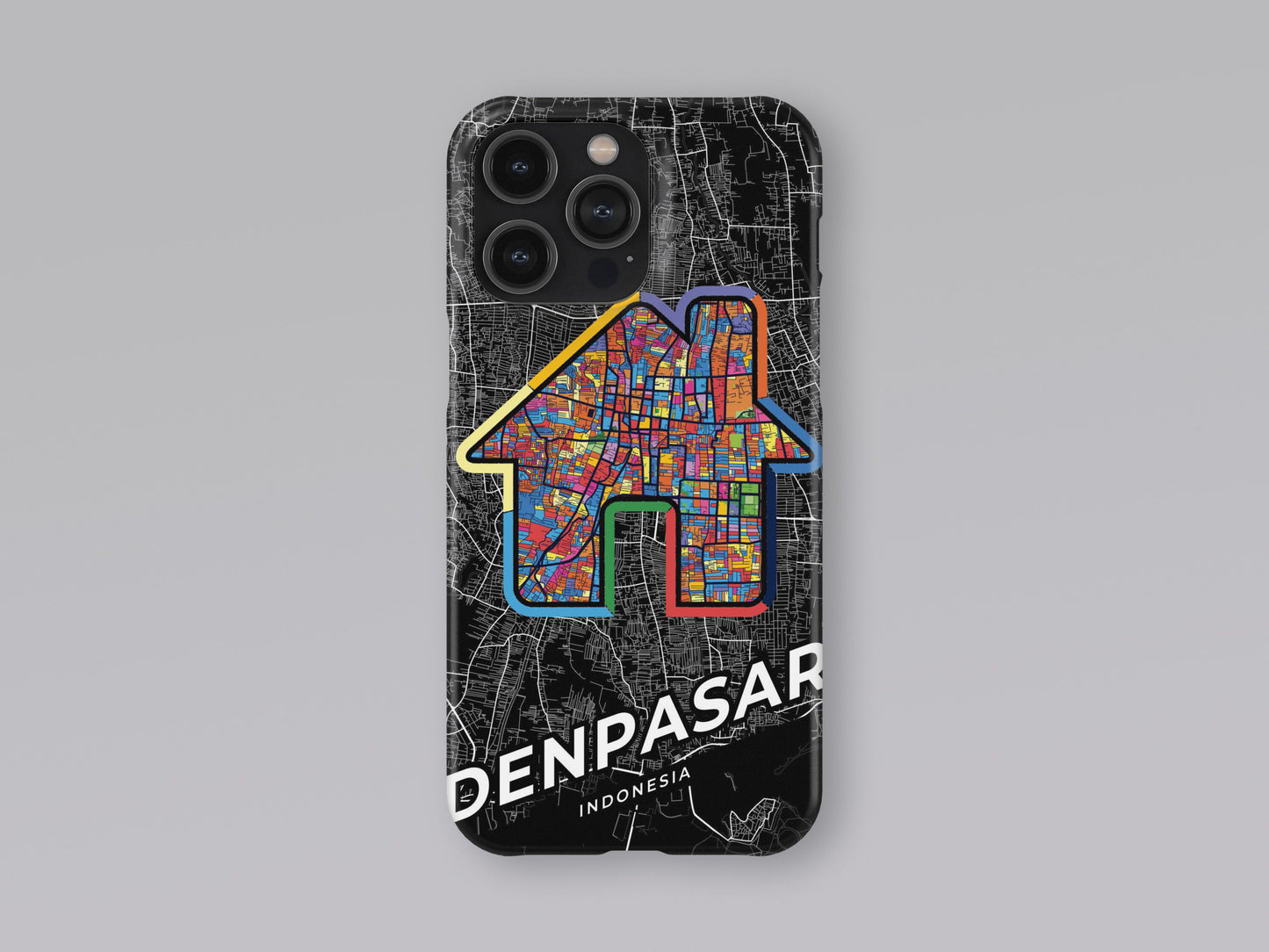 Denpasar Indonesia slim phone case with colorful icon. Birthday, wedding or housewarming gift. Couple match cases. 3