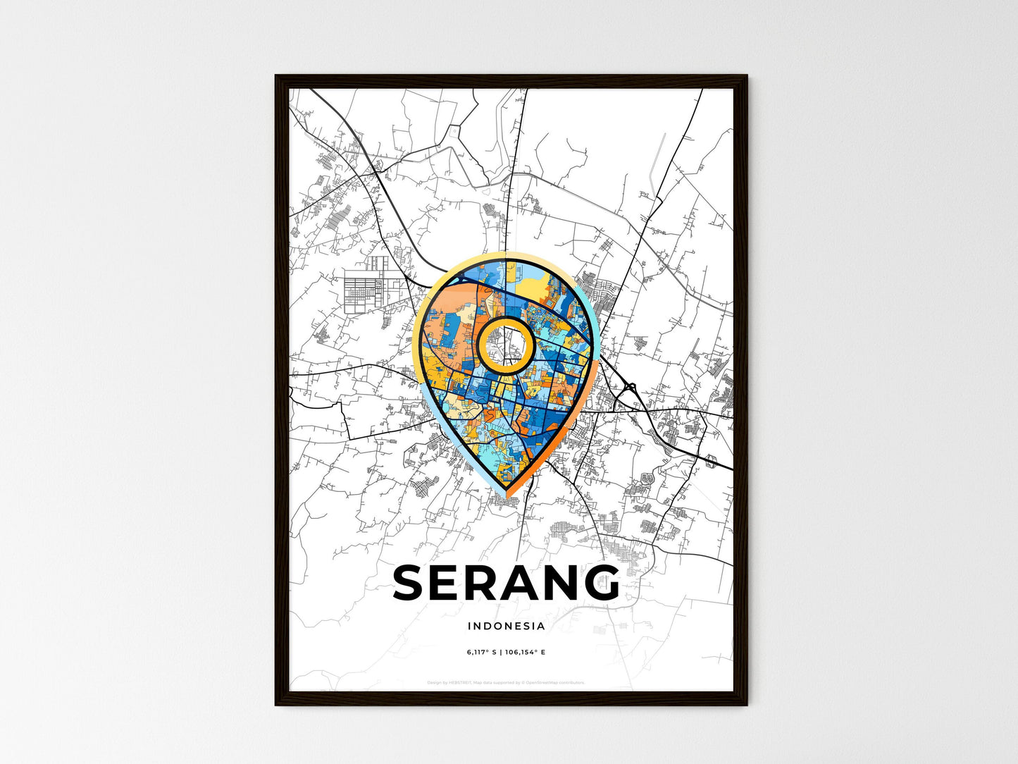 SERANG INDONESIA minimal art map with a colorful icon. Style 1