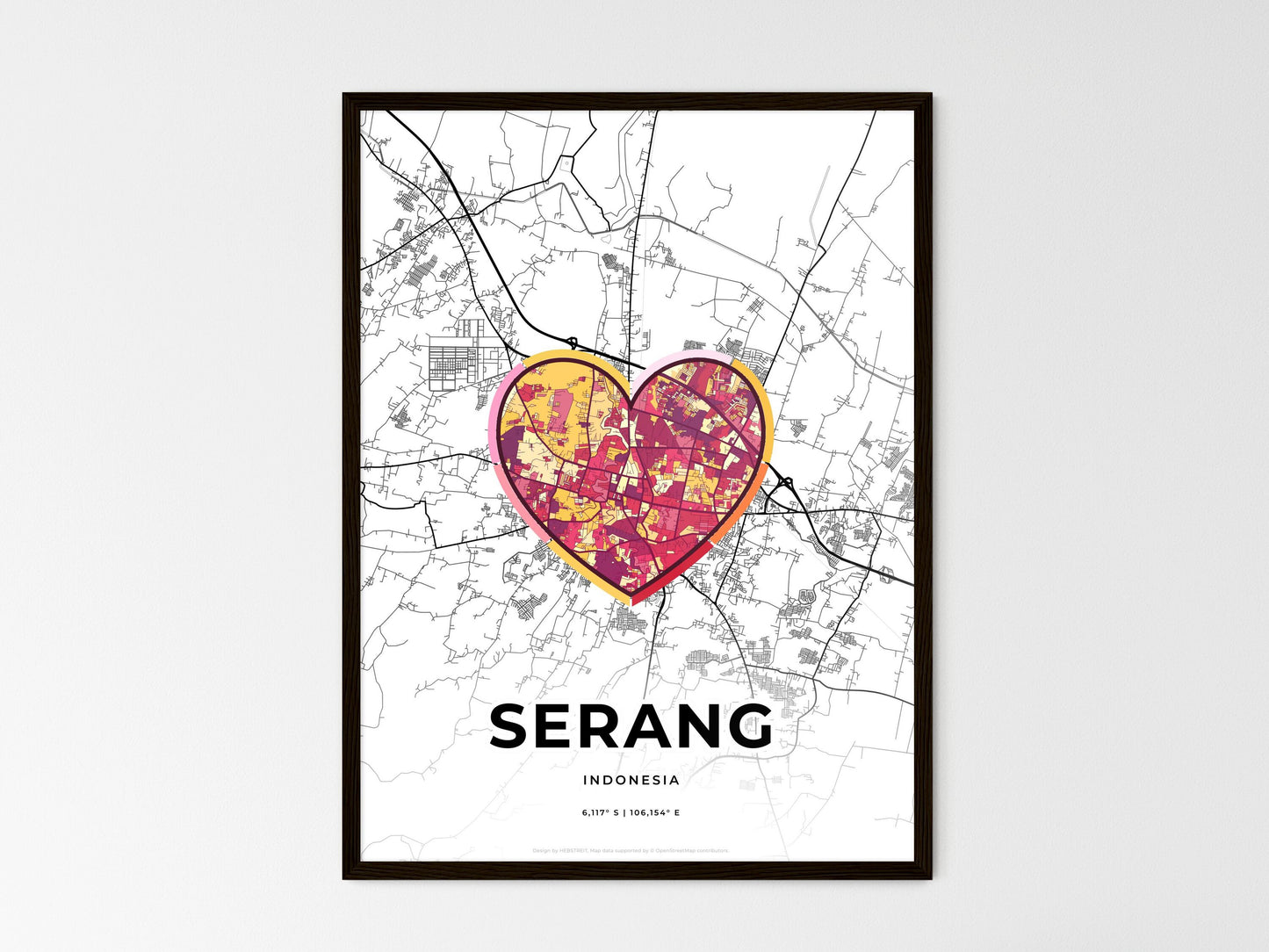 SERANG INDONESIA minimal art map with a colorful icon. Style 2