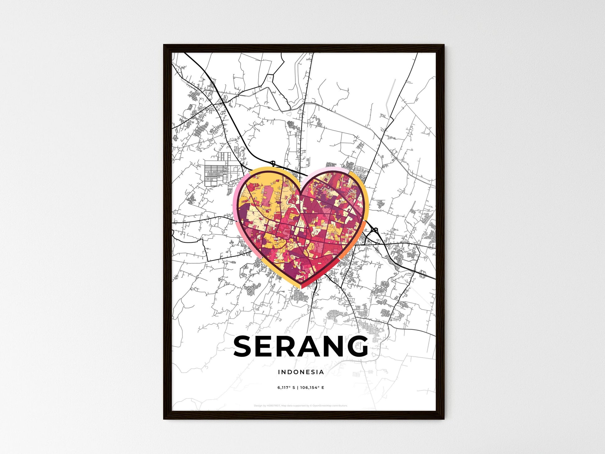 SERANG INDONESIA minimal art map with a colorful icon. Style 2