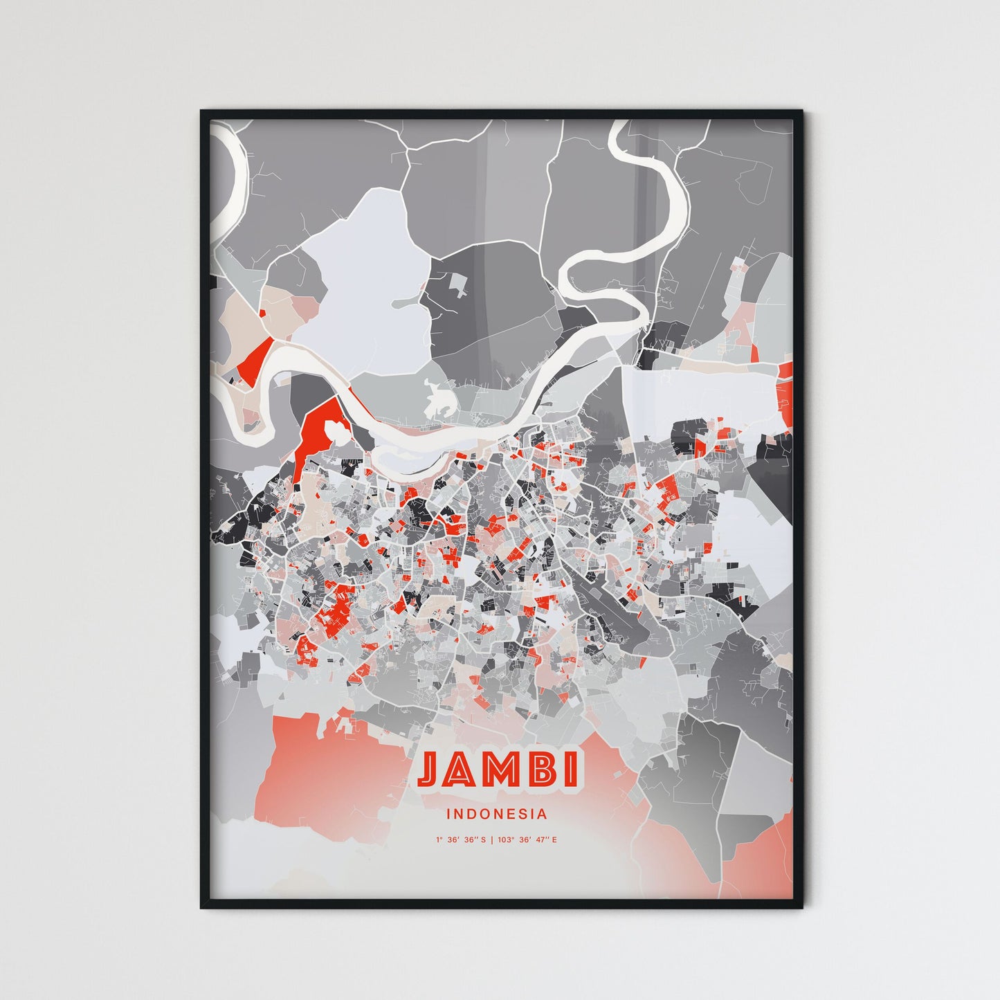 Colorful JAMBI INDONESIA Fine Art Map Modern