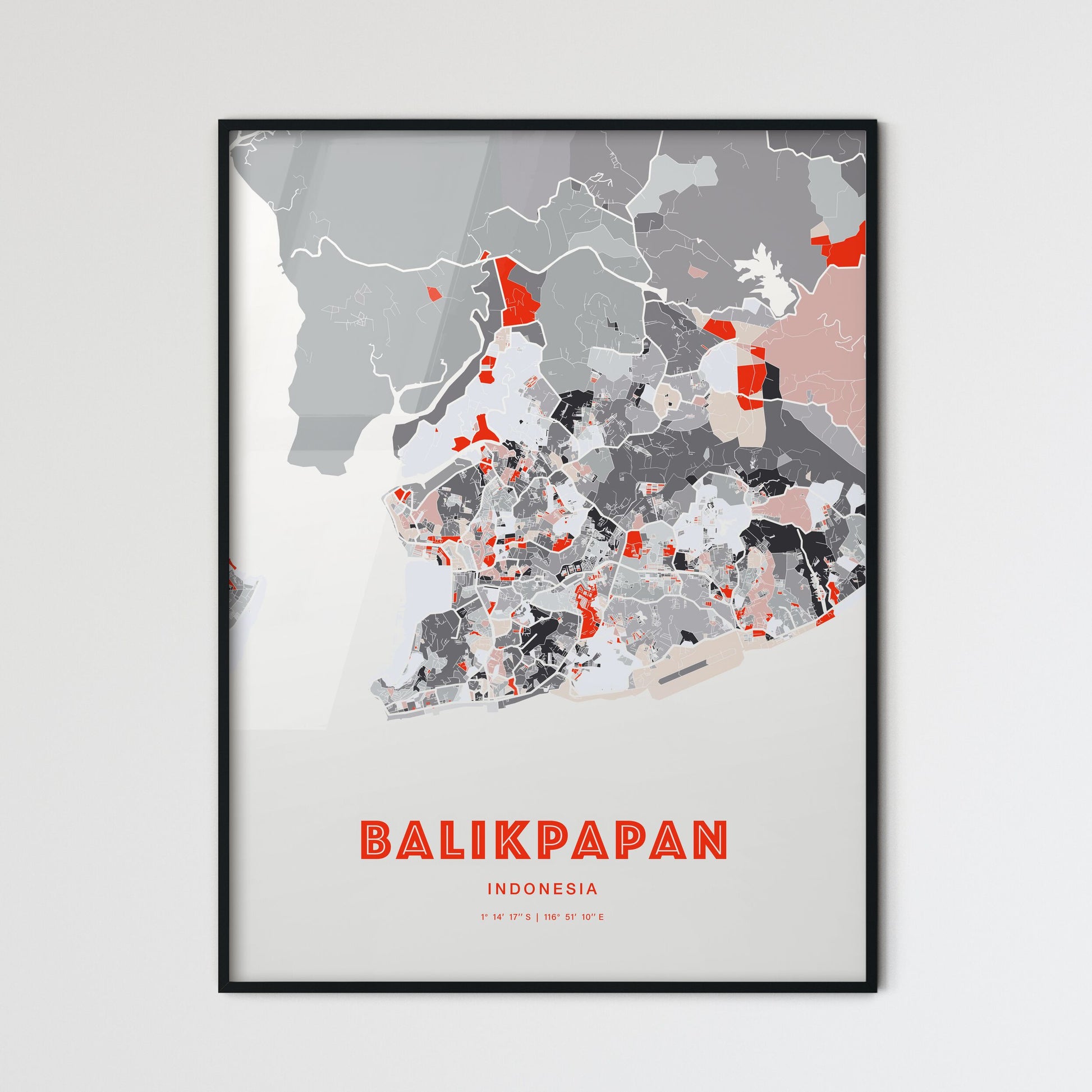 Colorful BALIKPAPAN INDONESIA Fine Art Map Modern