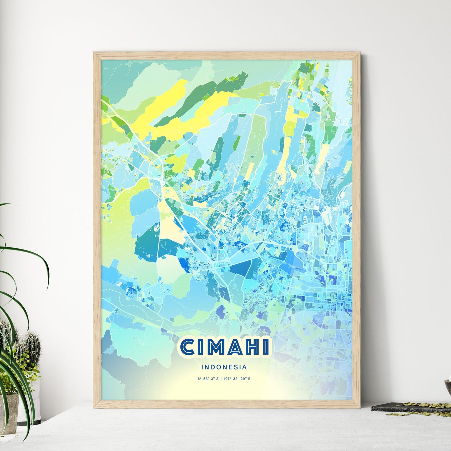 Colorful CIMAHI INDONESIA Fine Art Map Cool Blue