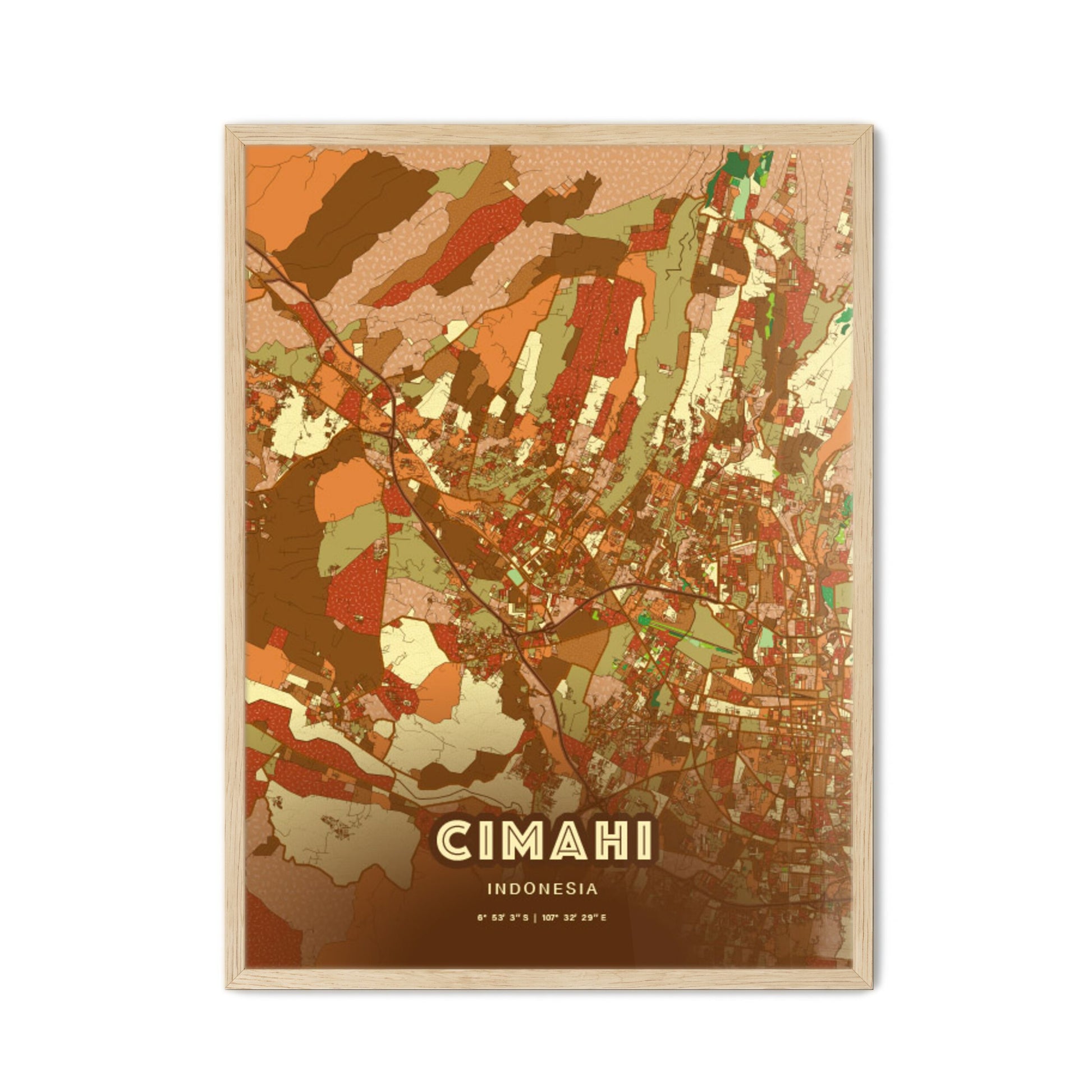 Colorful CIMAHI INDONESIA Fine Art Map Farmhouse