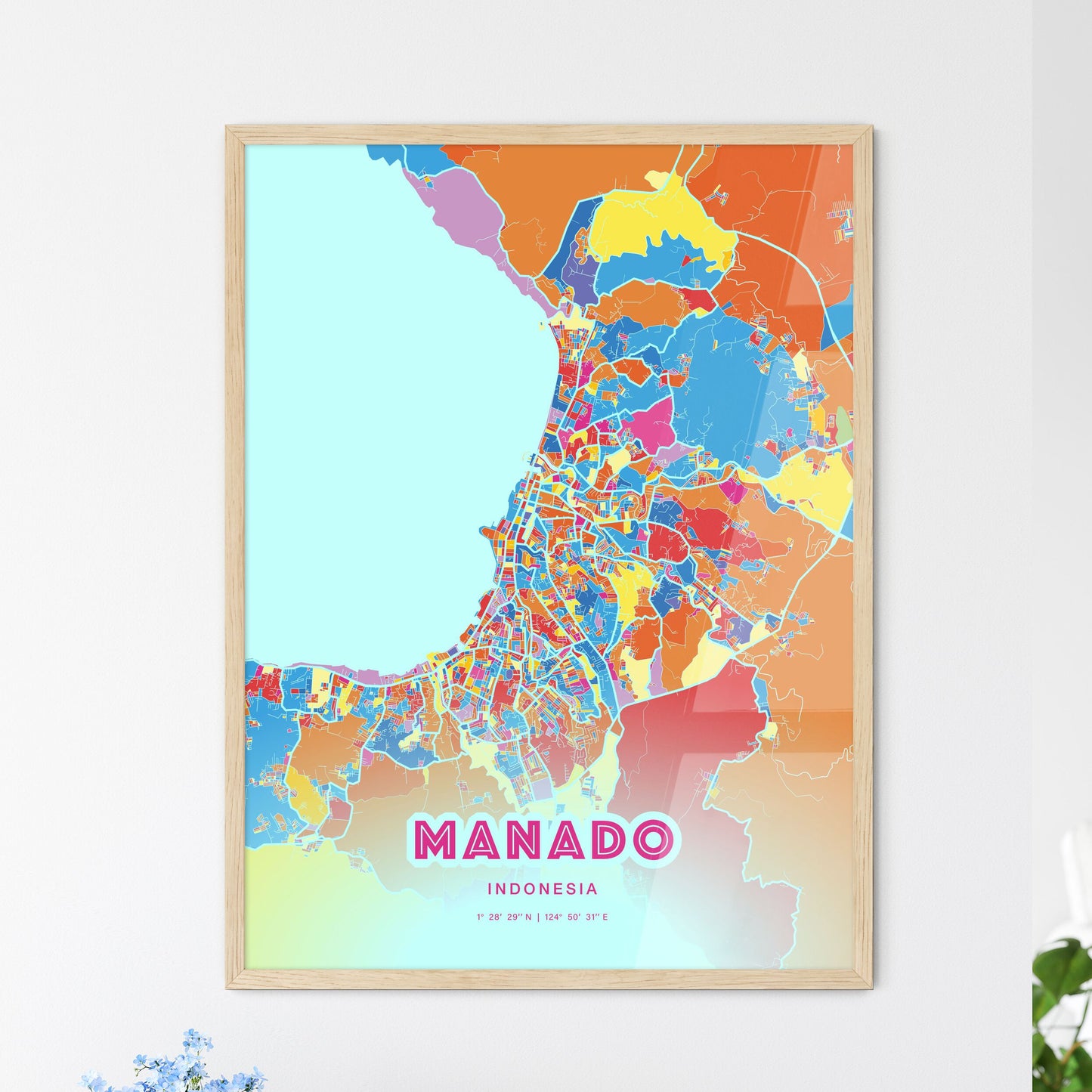 Colorful MANADO INDONESIA Fine Art Map Crazy Colors