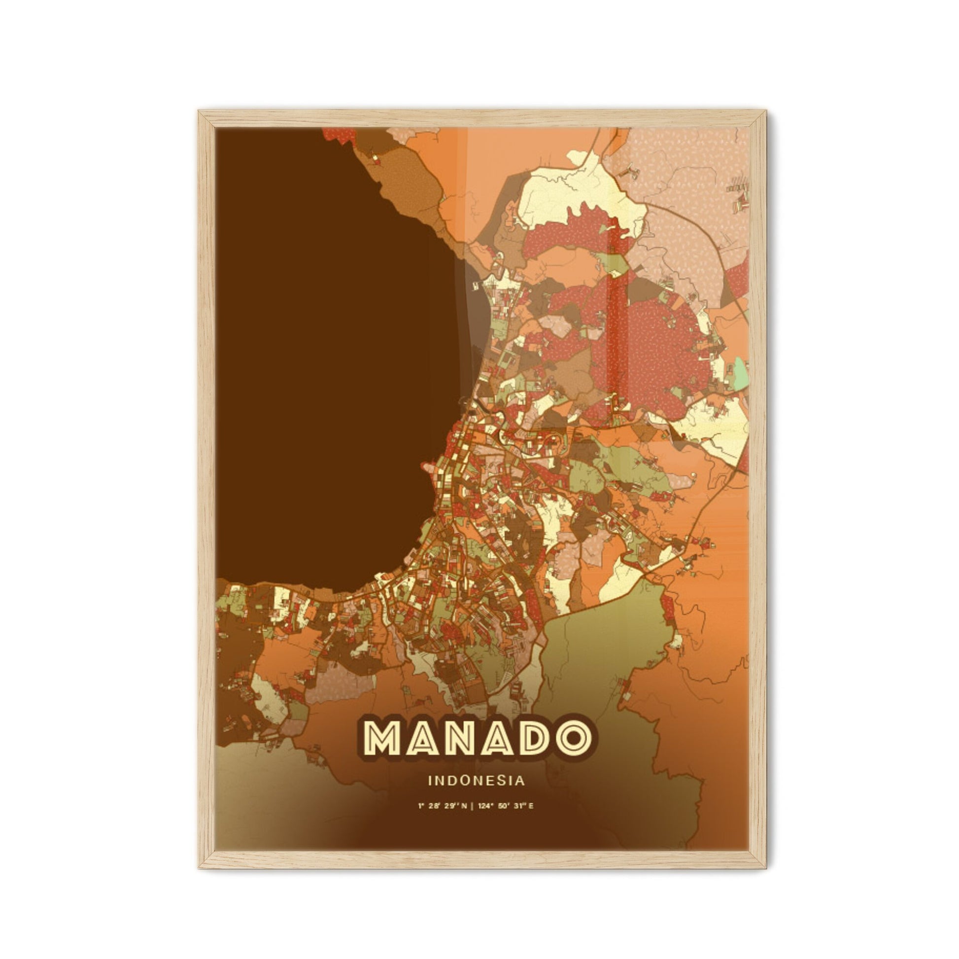 Colorful MANADO INDONESIA Fine Art Map Farmhouse