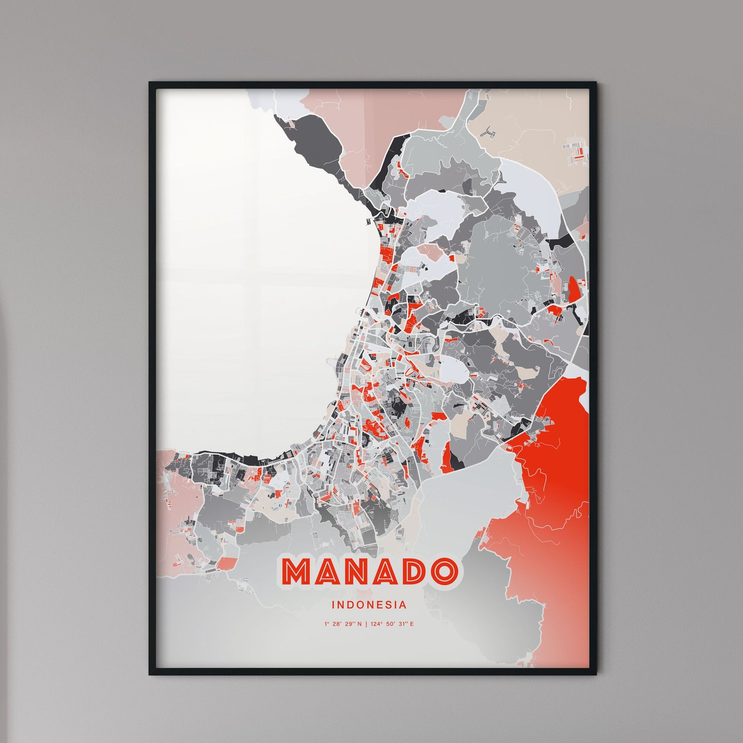 Colorful MANADO INDONESIA Fine Art Map Modern