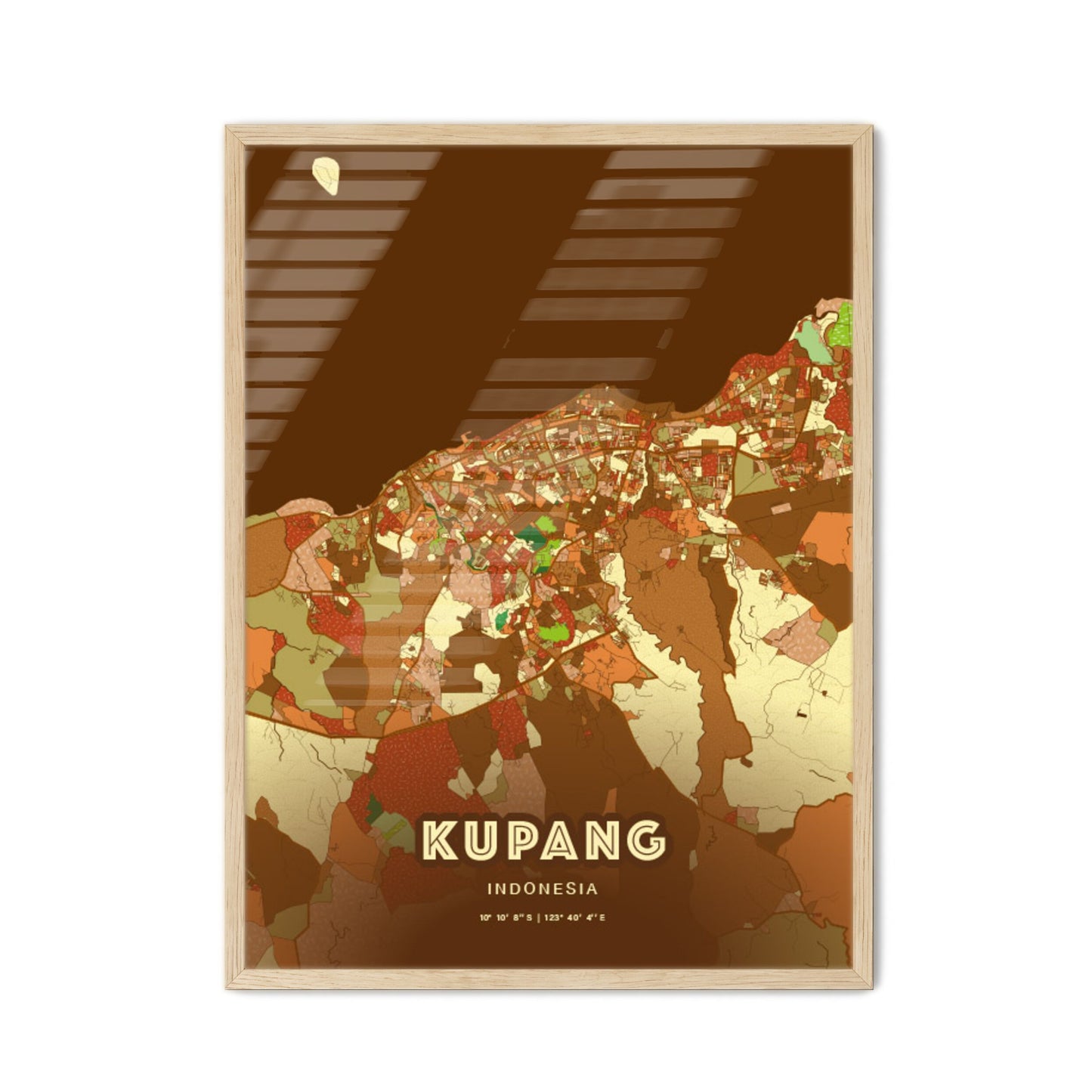 Colorful KUPANG INDONESIA Fine Art Map Farmhouse