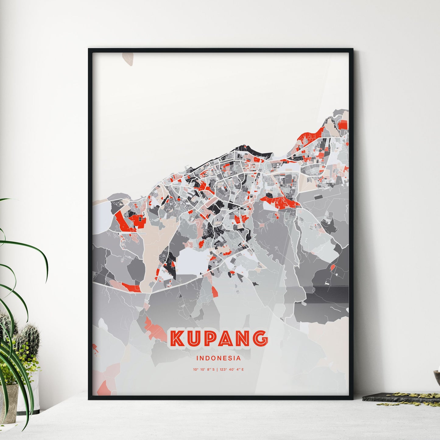 Colorful KUPANG INDONESIA Fine Art Map Modern