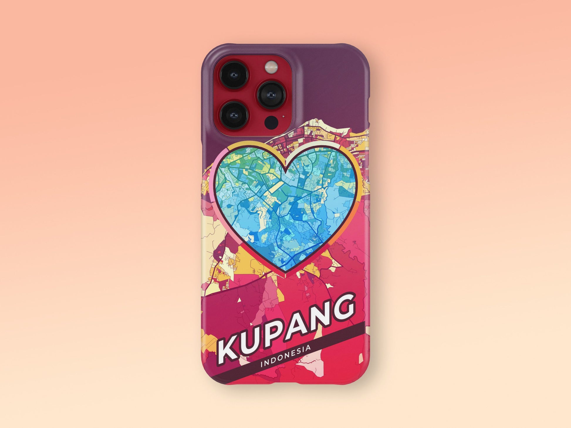 Kupang Indonesia slim phone case with colorful icon. Birthday, wedding or housewarming gift. Couple match cases. 2