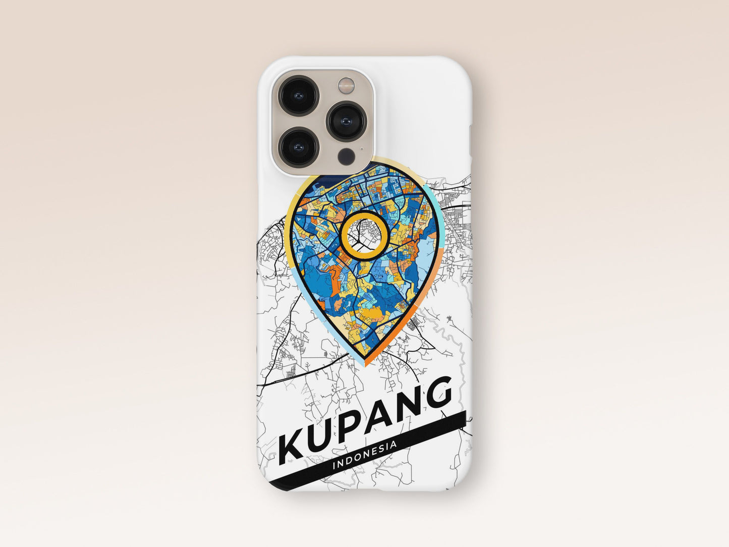 Kupang Indonesia slim phone case with colorful icon. Birthday, wedding or housewarming gift. Couple match cases. 1