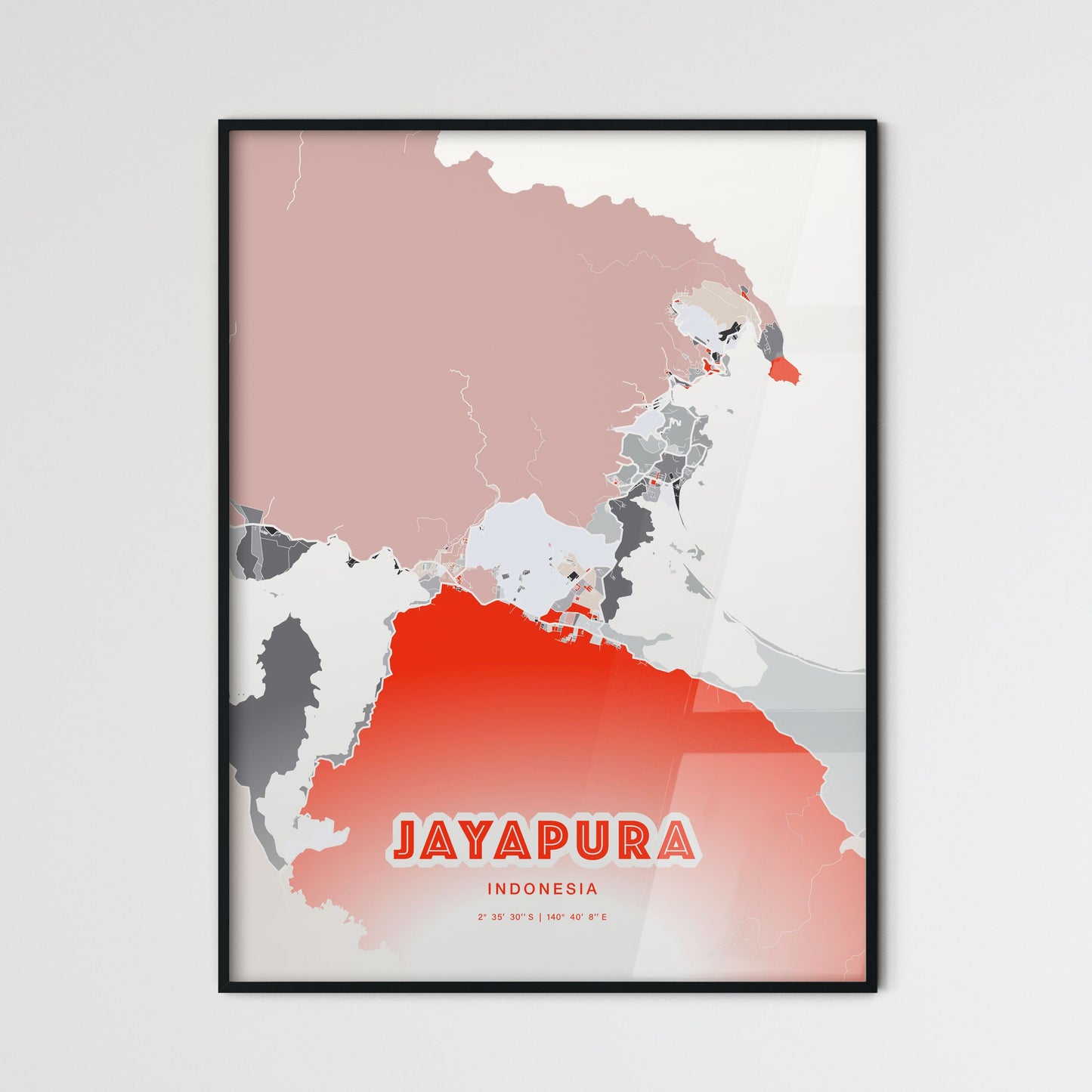 Colorful JAYAPURA INDONESIA Fine Art Map Modern