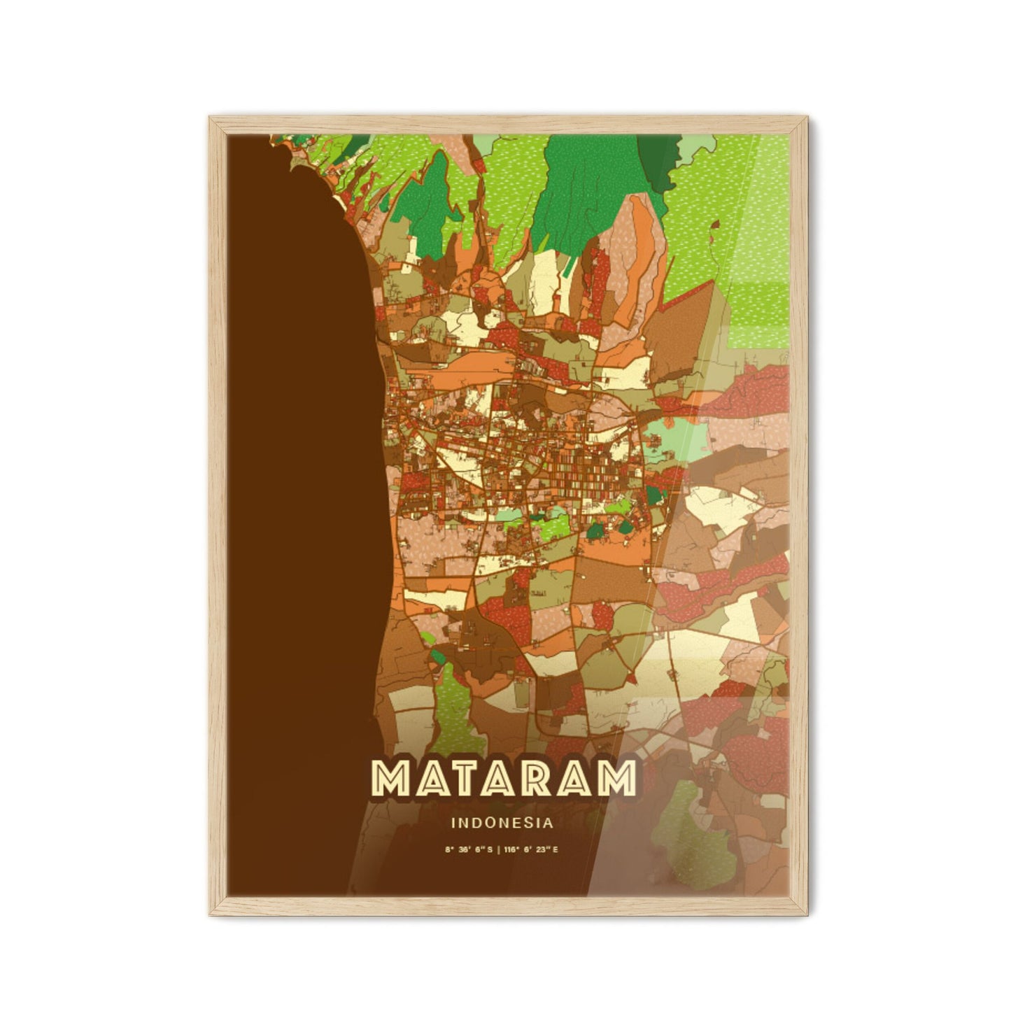 Colorful MATARAM INDONESIA Fine Art Map Farmhouse