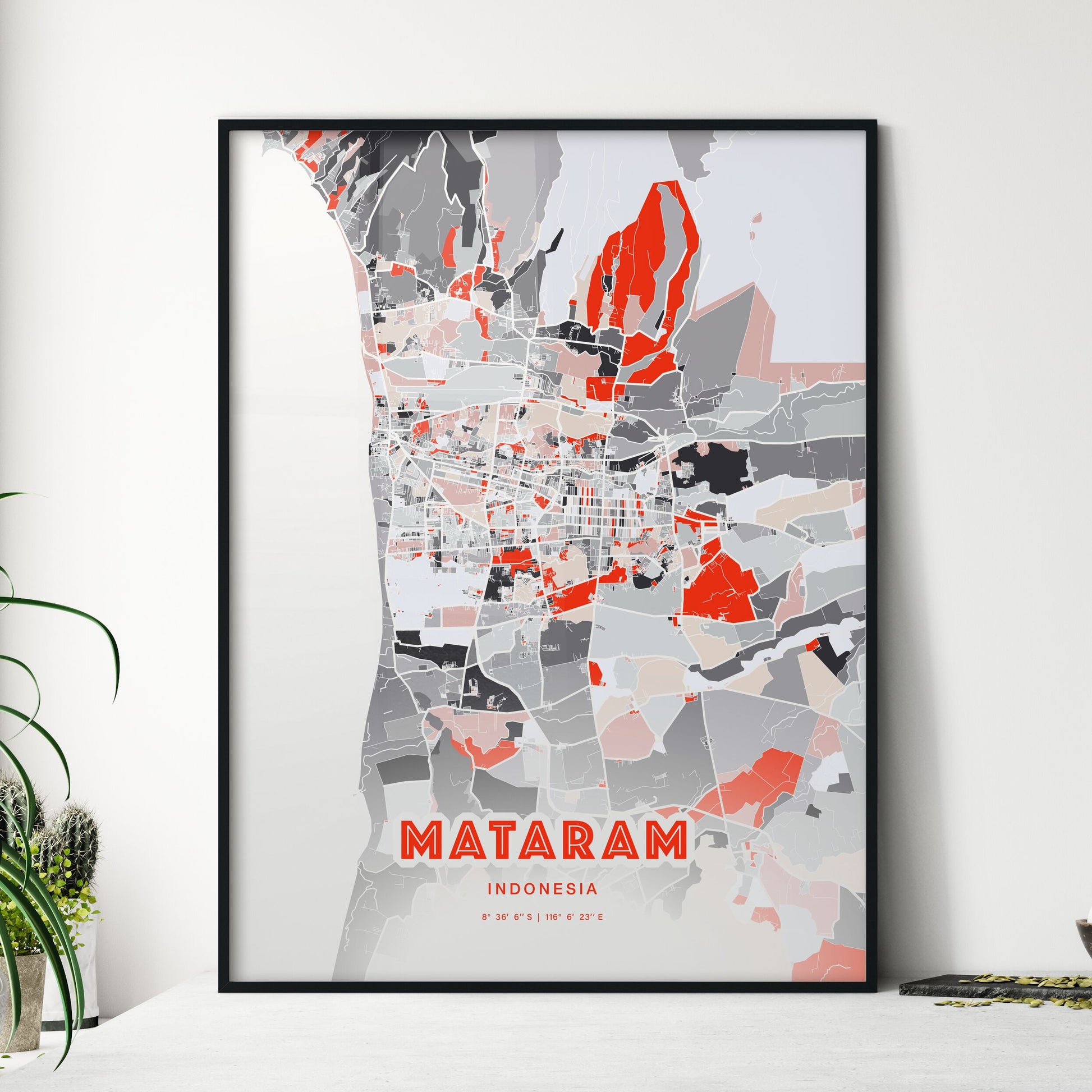 Colorful MATARAM INDONESIA Fine Art Map Modern