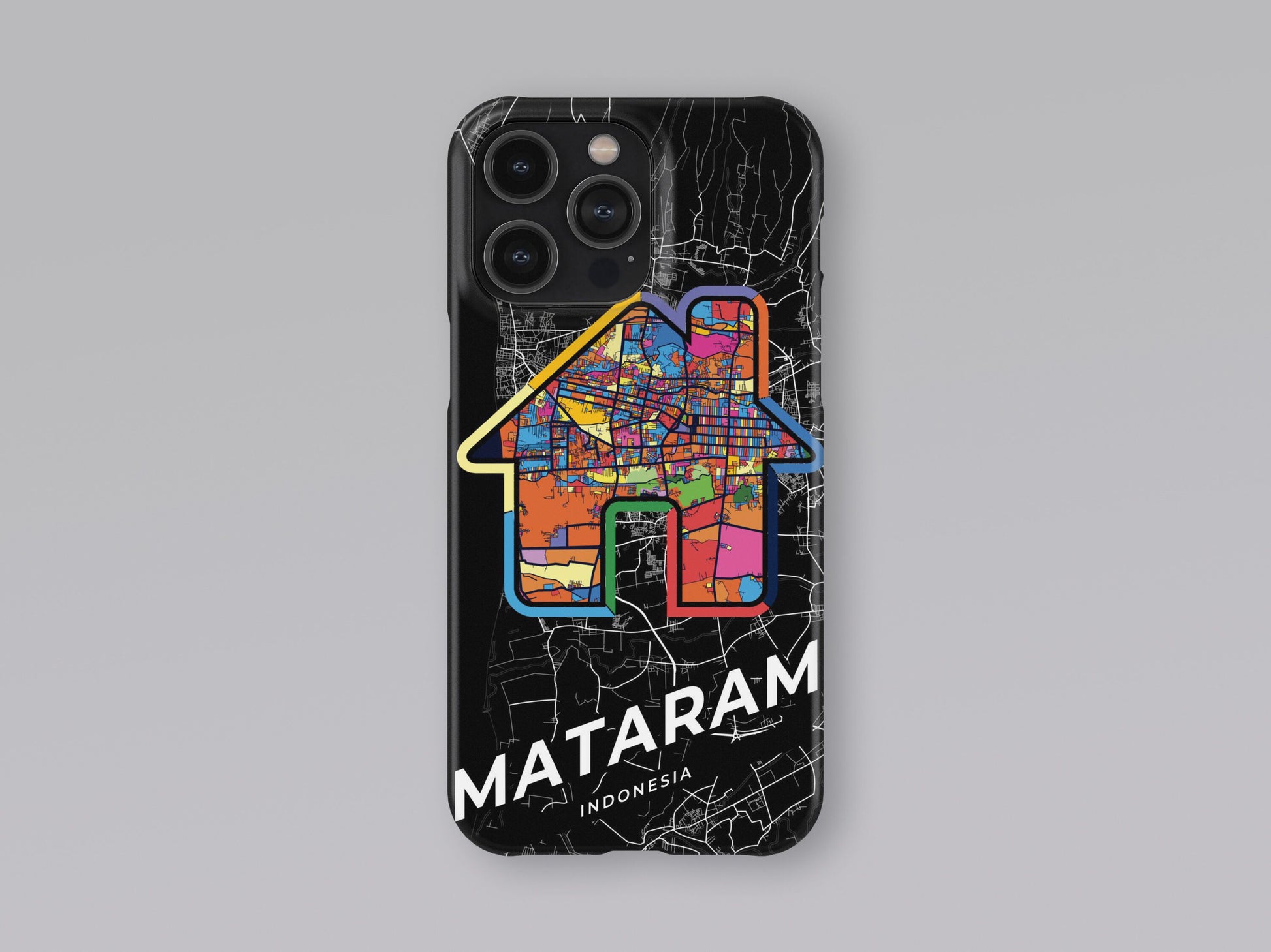 Mataram Indonesia slim phone case with colorful icon. Birthday, wedding or housewarming gift. Couple match cases. 3