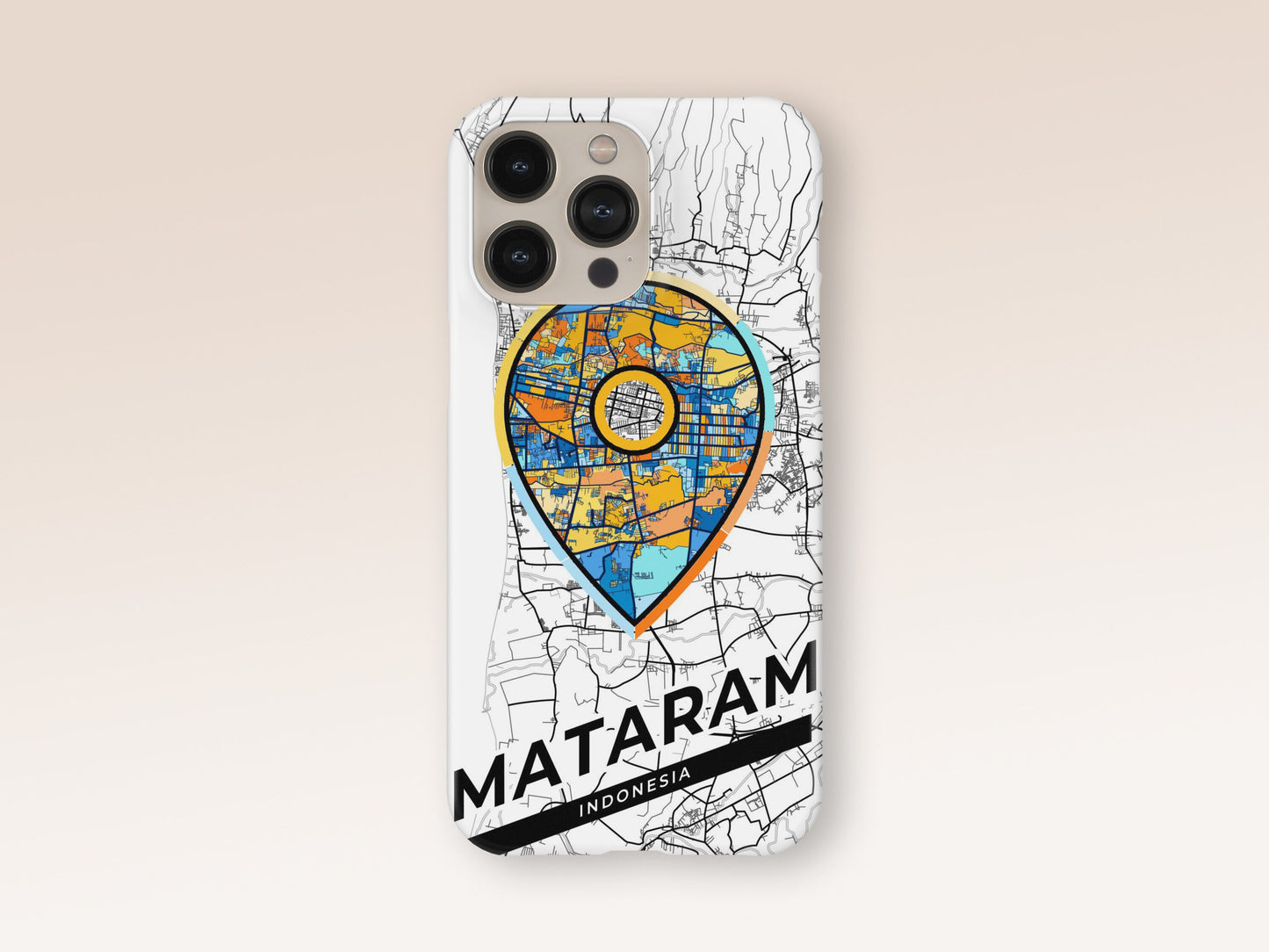 Mataram Indonesia slim phone case with colorful icon. Birthday, wedding or housewarming gift. Couple match cases. 1