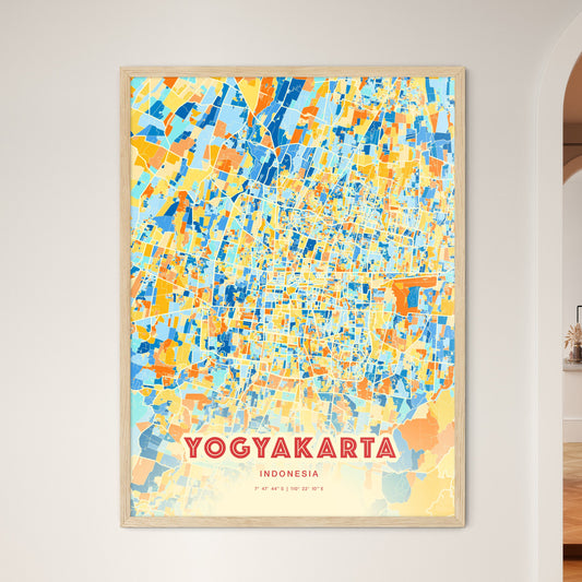 Colorful YOGYAKARTA INDONESIA Fine Art Map Blue Orange