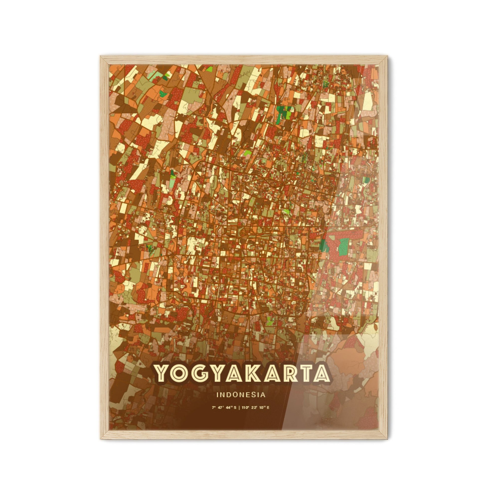 Colorful YOGYAKARTA INDONESIA Fine Art Map Farmhouse