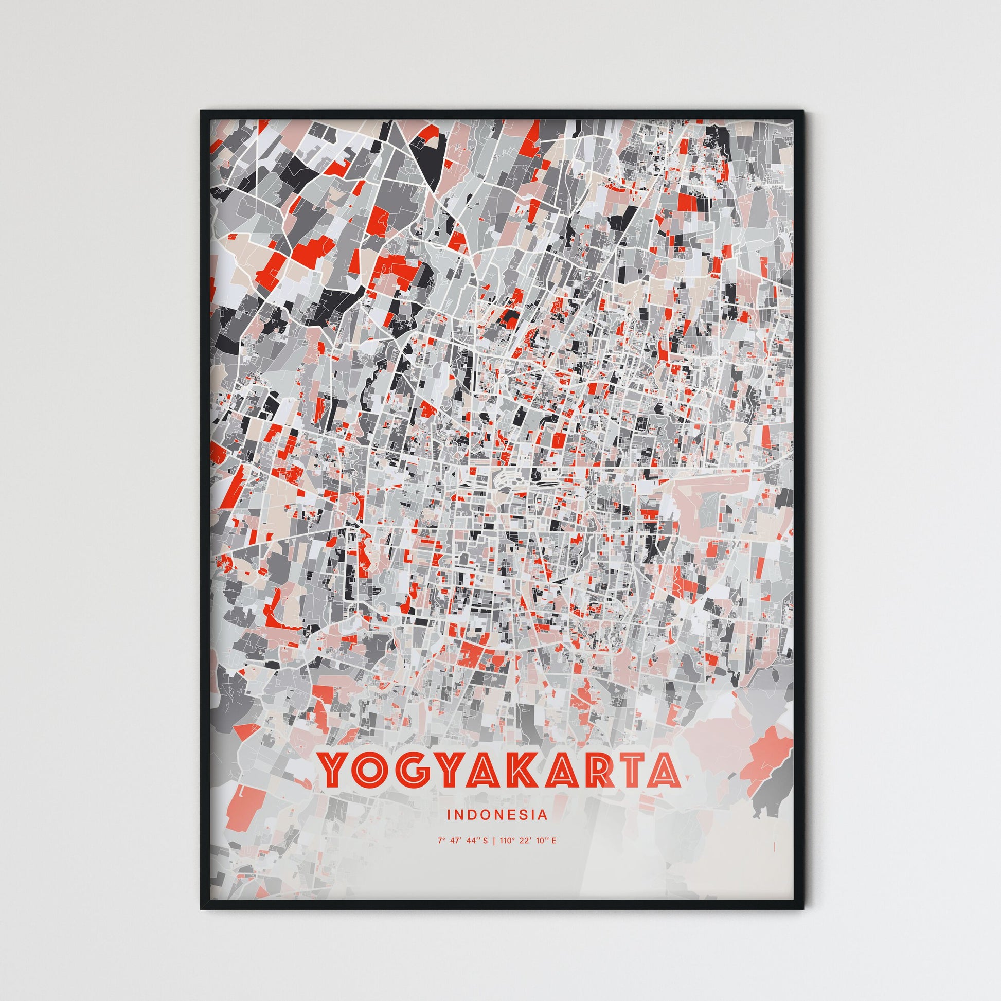 Colorful YOGYAKARTA INDONESIA Fine Art Map Modern