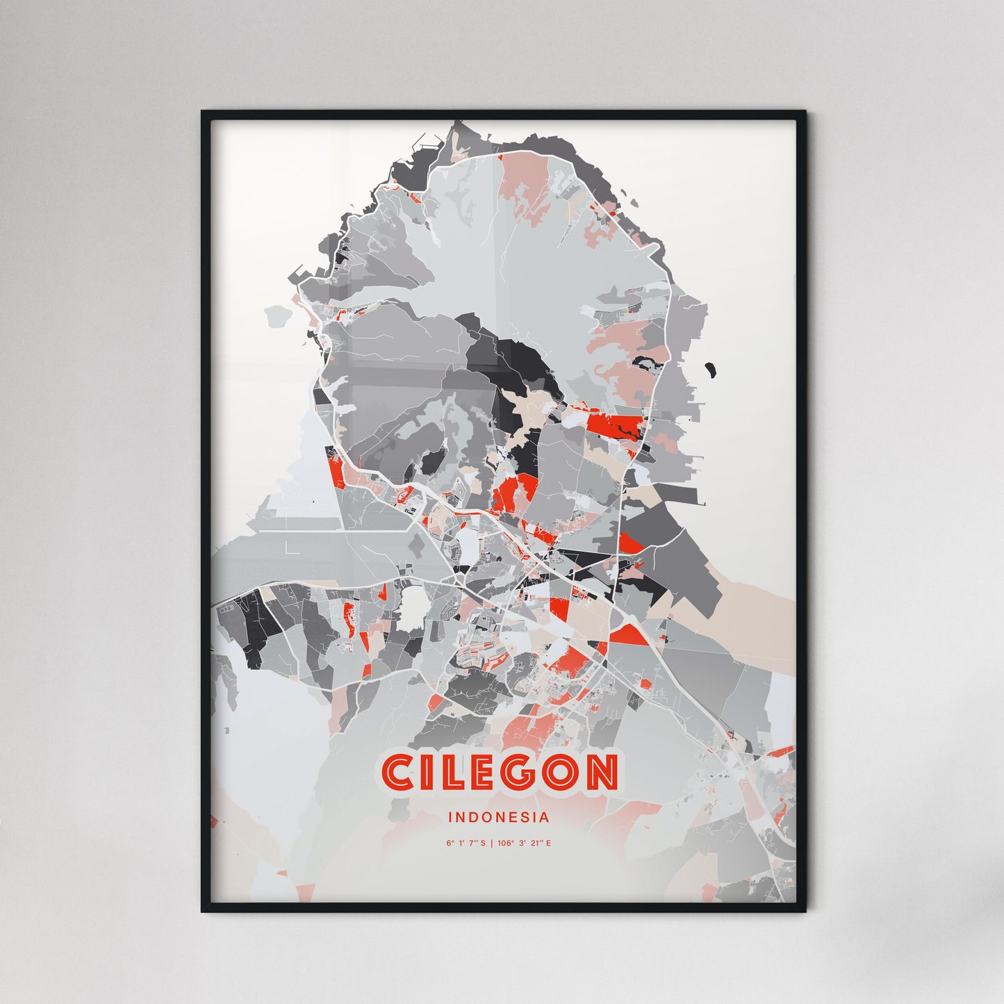 Colorful CILEGON INDONESIA Fine Art Map Modern