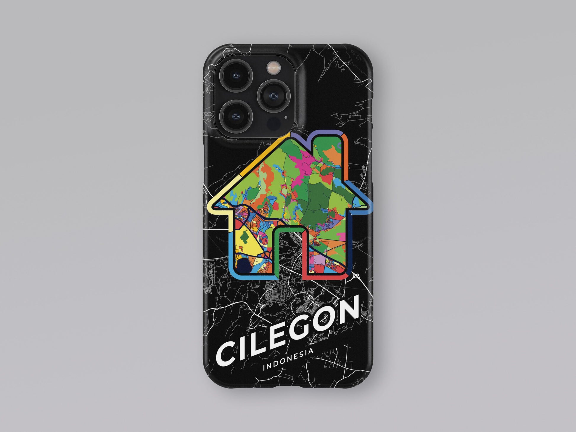 Cilegon Indonesia slim phone case with colorful icon. Birthday, wedding or housewarming gift. Couple match cases. 3