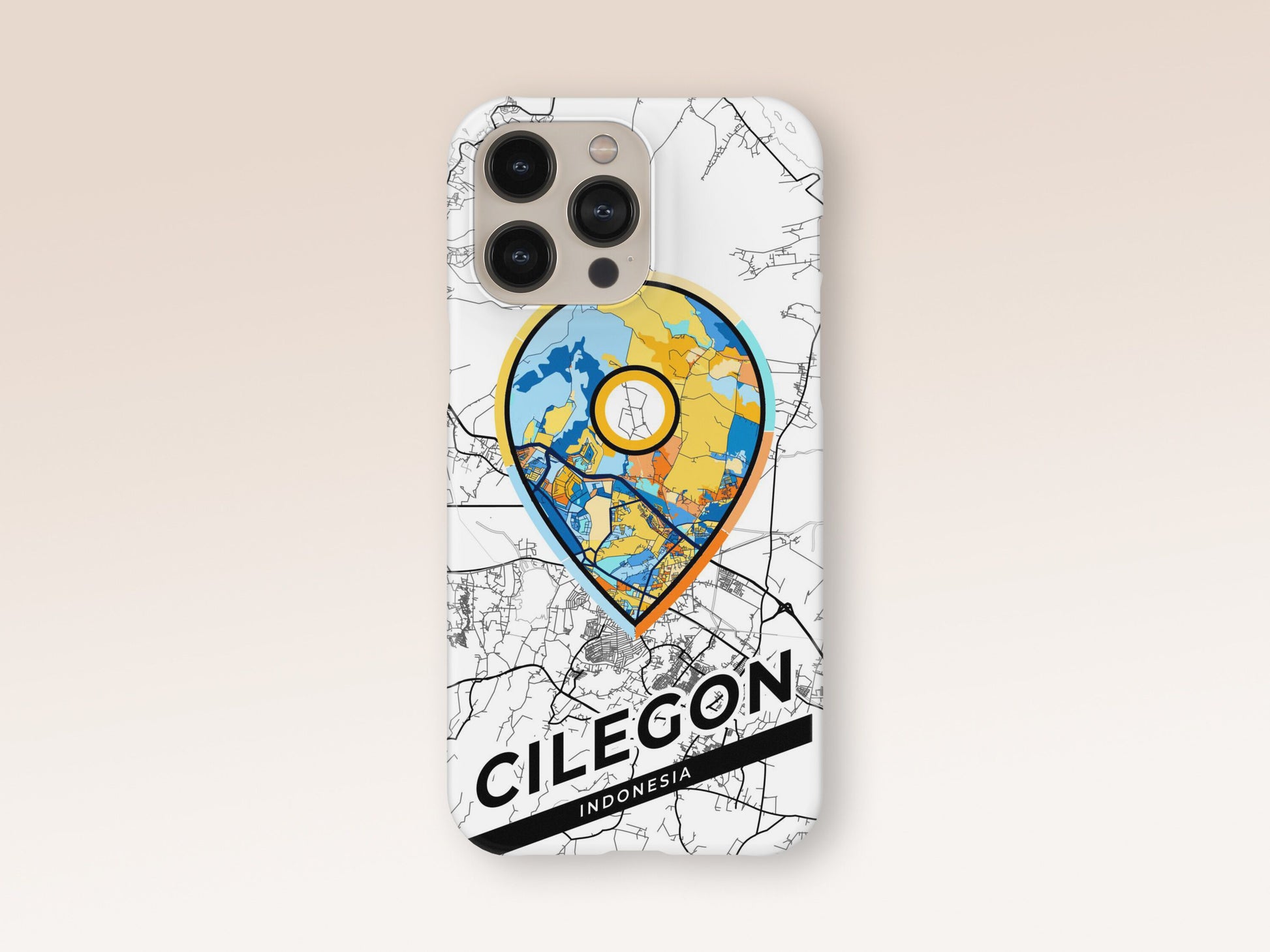Cilegon Indonesia slim phone case with colorful icon. Birthday, wedding or housewarming gift. Couple match cases. 1
