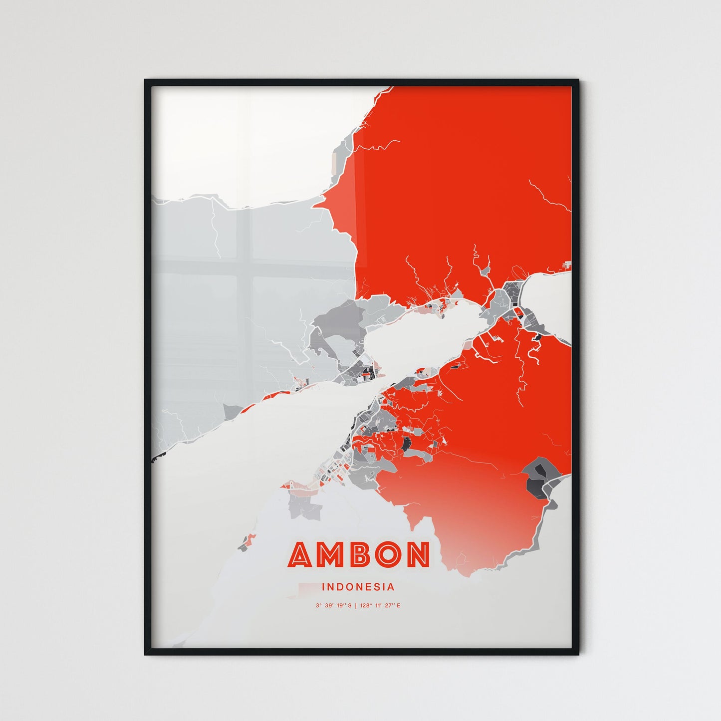 Colorful AMBON INDONESIA Fine Art Map Modern