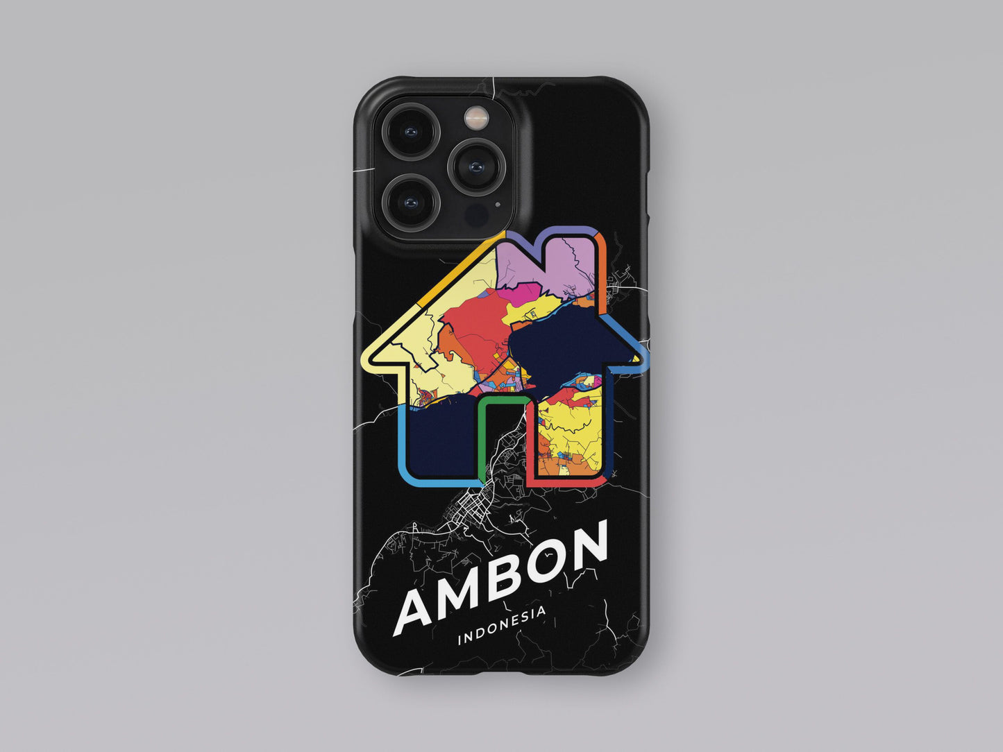 Ambon Indonesia slim phone case with colorful icon. Birthday, wedding or housewarming gift. Couple match cases. 3