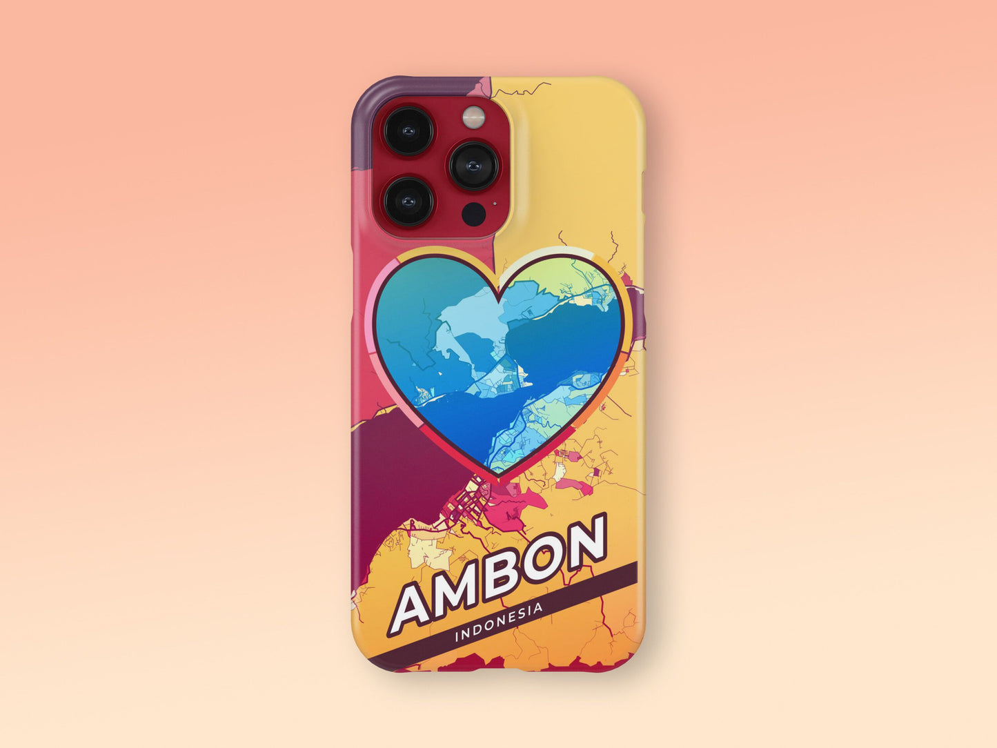 Ambon Indonesia slim phone case with colorful icon. Birthday, wedding or housewarming gift. Couple match cases. 2