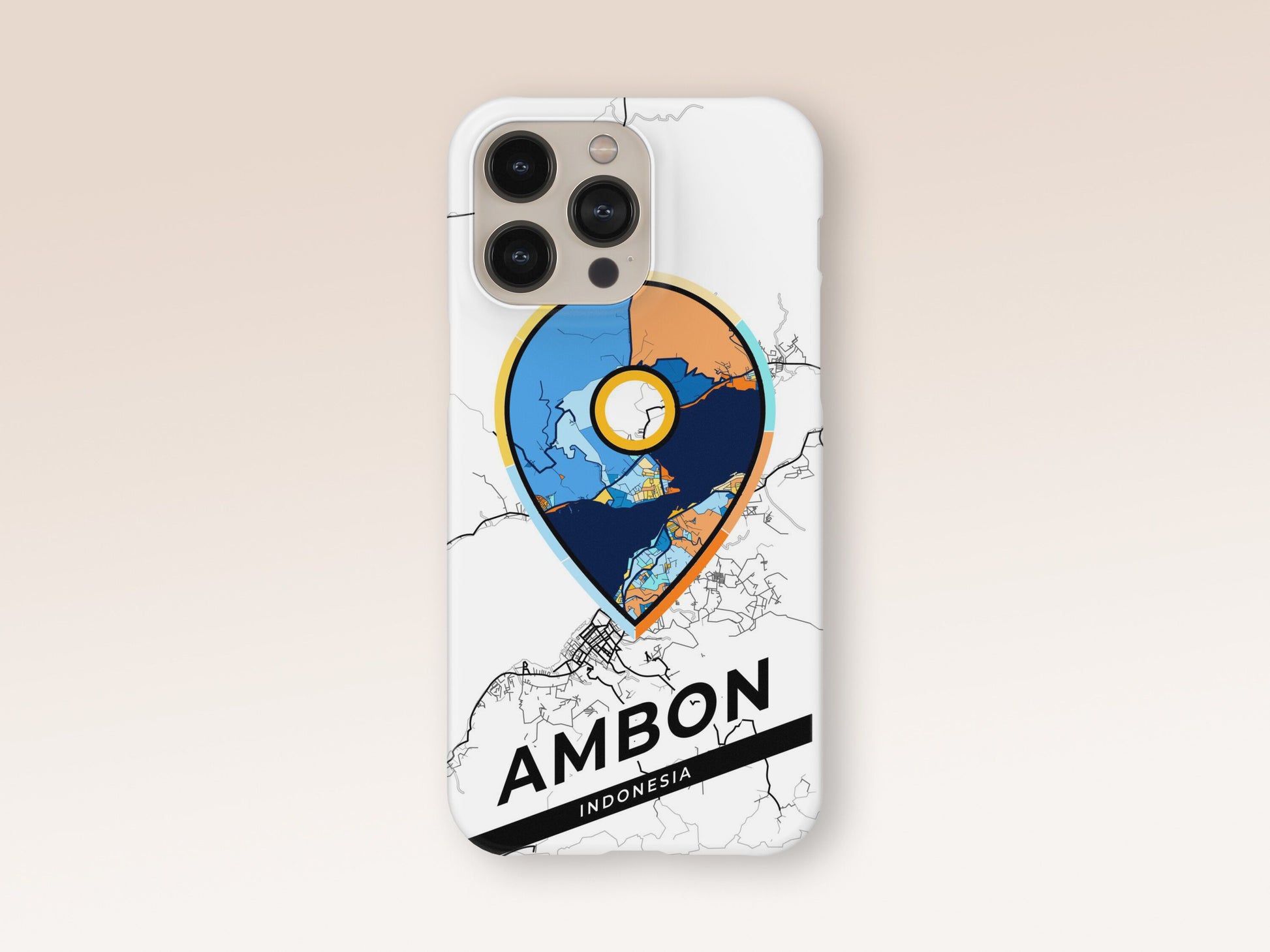 Ambon Indonesia slim phone case with colorful icon. Birthday, wedding or housewarming gift. Couple match cases. 1