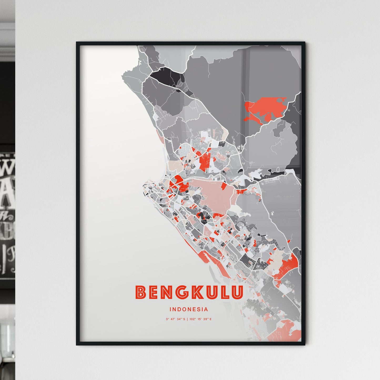 Colorful BENGKULU INDONESIA Fine Art Map Modern