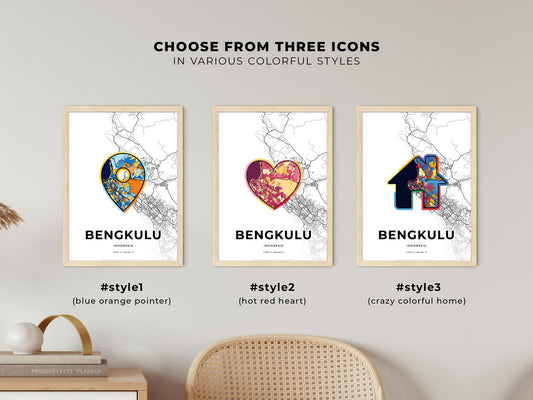 Bengkulu Indonesia maps with colorful icons