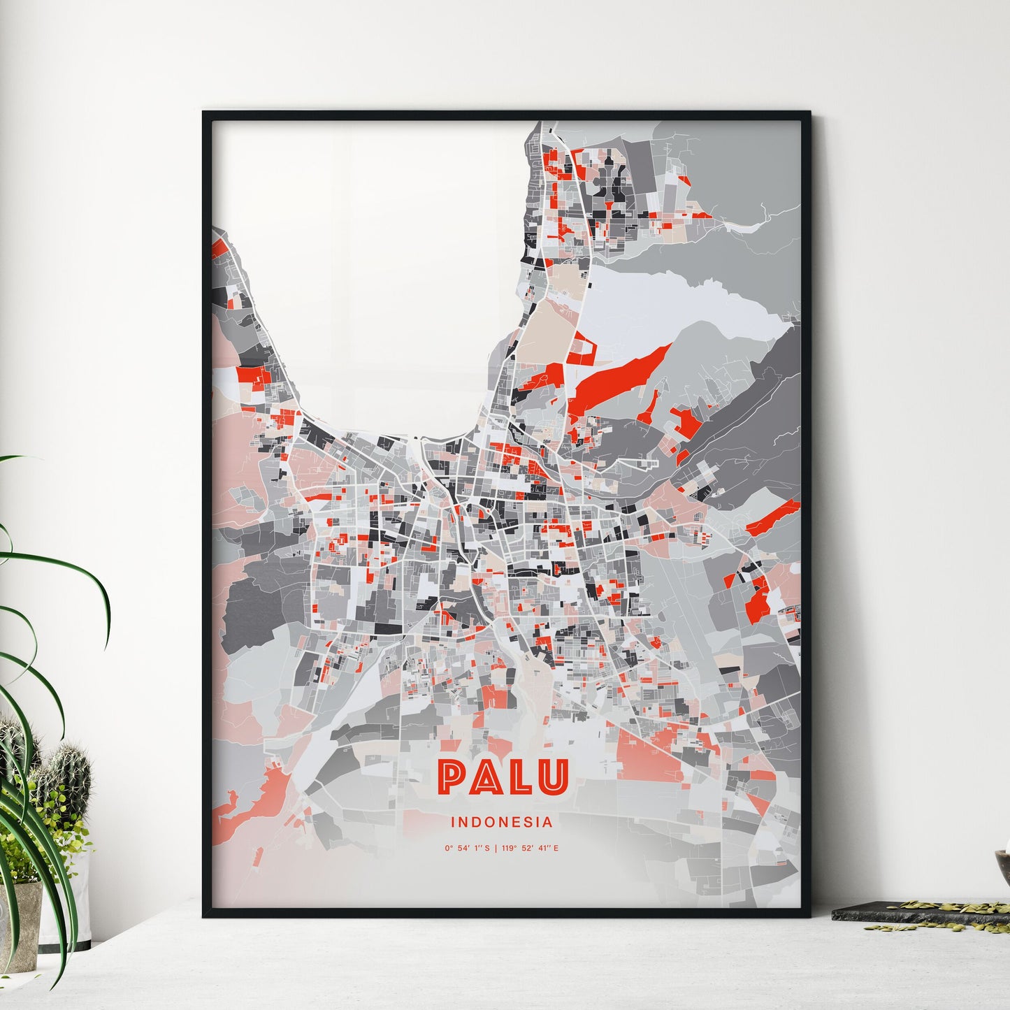 Colorful PALU INDONESIA Fine Art Map Modern