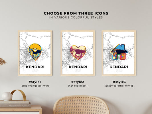 Kendari Indonesia maps with colorful icons