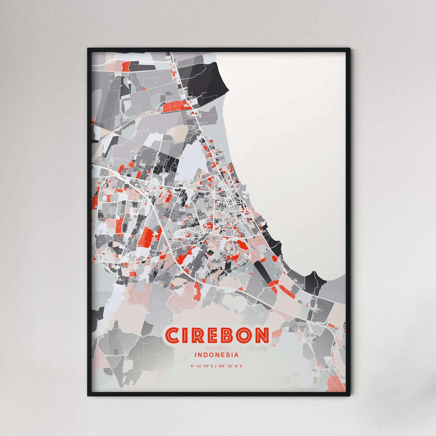 Colorful CIREBON INDONESIA Fine Art Map Modern