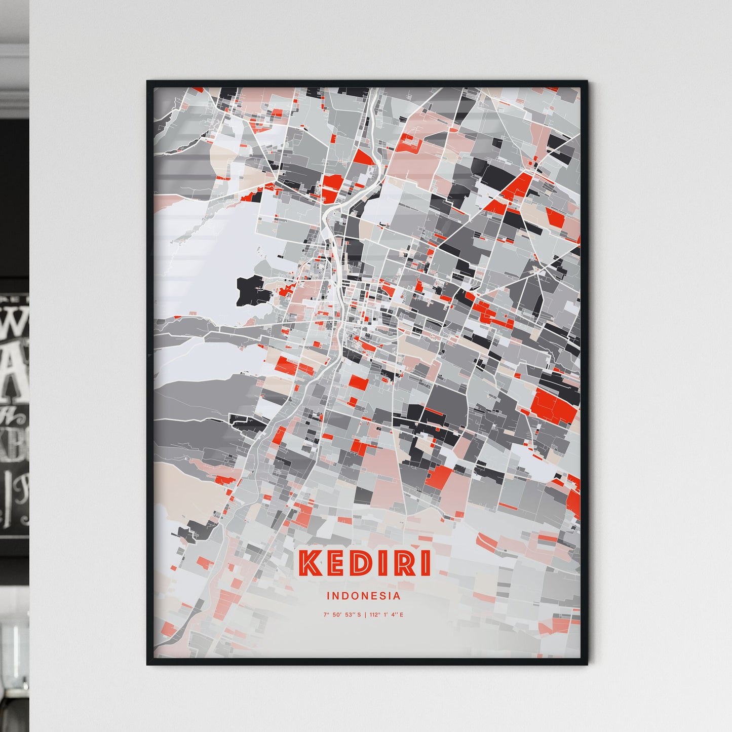 Colorful KEDIRI INDONESIA Fine Art Map Modern