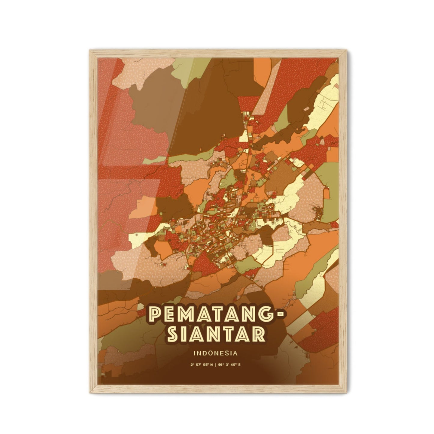 Colorful PEMATANGSIANTAR INDONESIA Fine Art Map Farmhouse