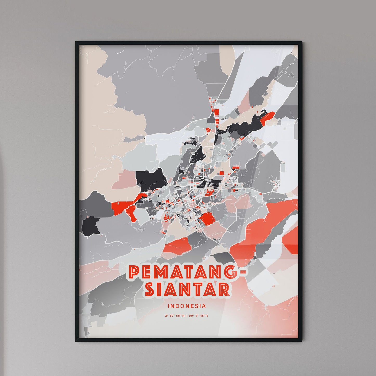 Colorful PEMATANGSIANTAR INDONESIA Fine Art Map Modern