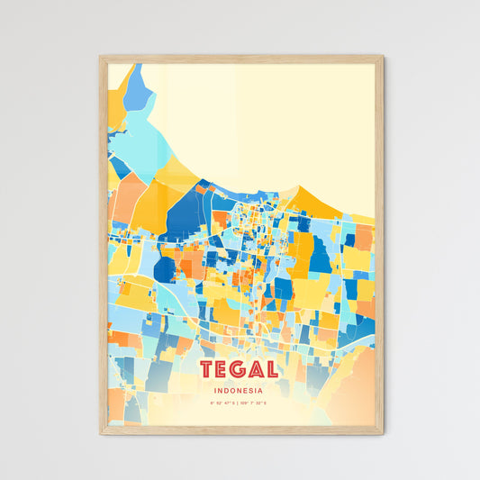 Colorful TEGAL INDONESIA Fine Art Map Blue Orange