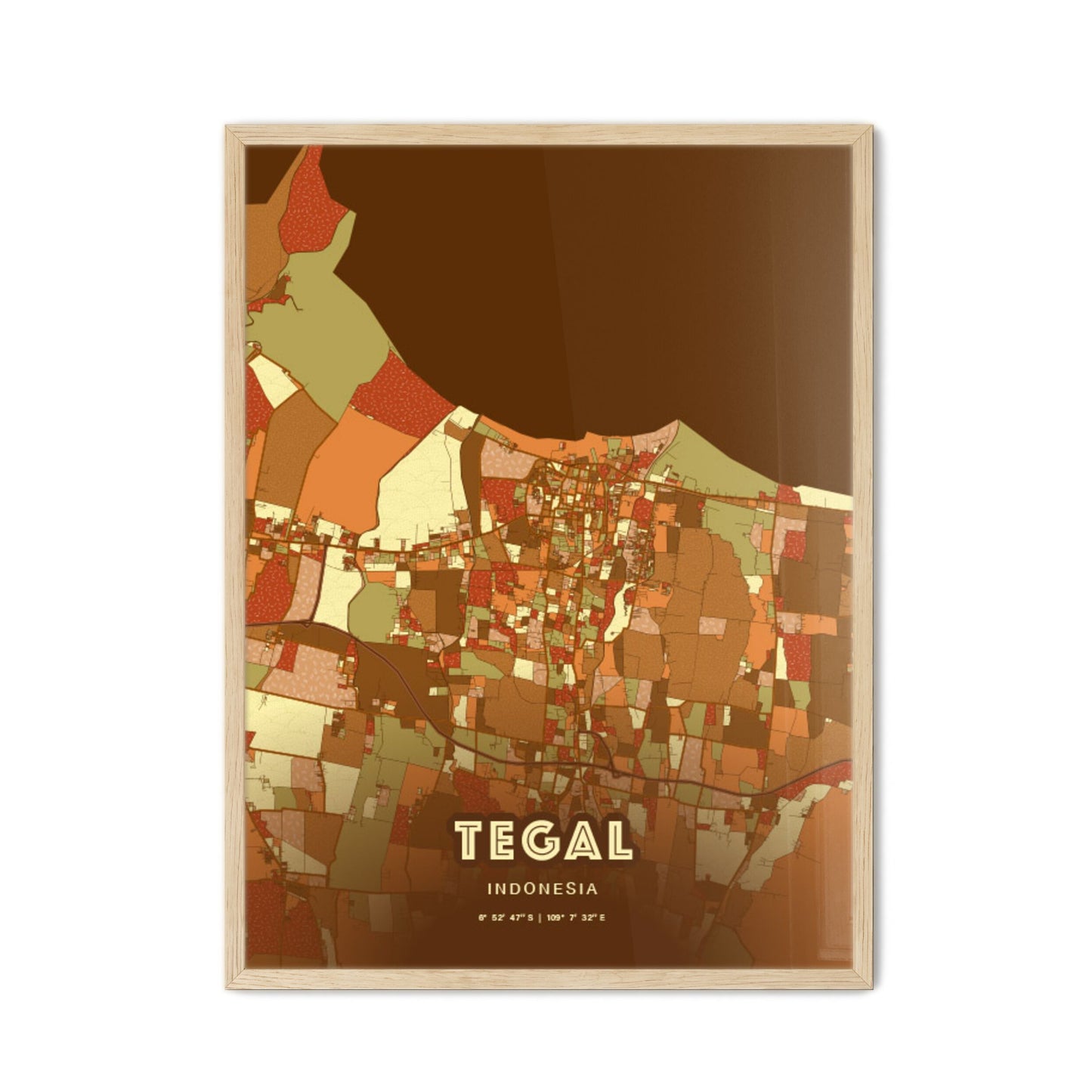 Colorful TEGAL INDONESIA Fine Art Map Farmhouse