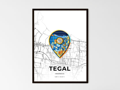 TEGAL INDONESIA minimal art map with a colorful icon. Style 1