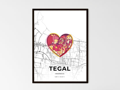 TEGAL INDONESIA minimal art map with a colorful icon. Style 2