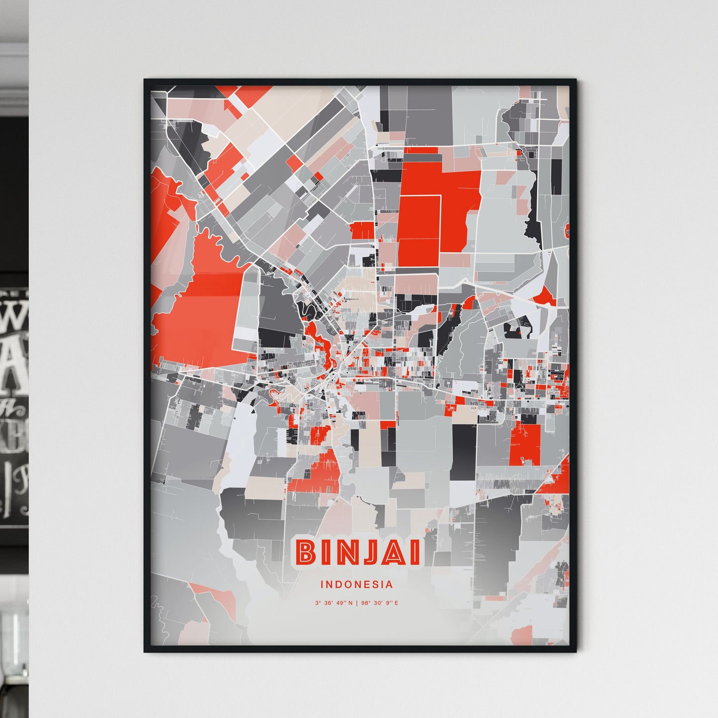 Colorful BINJAI INDONESIA Fine Art Map Modern