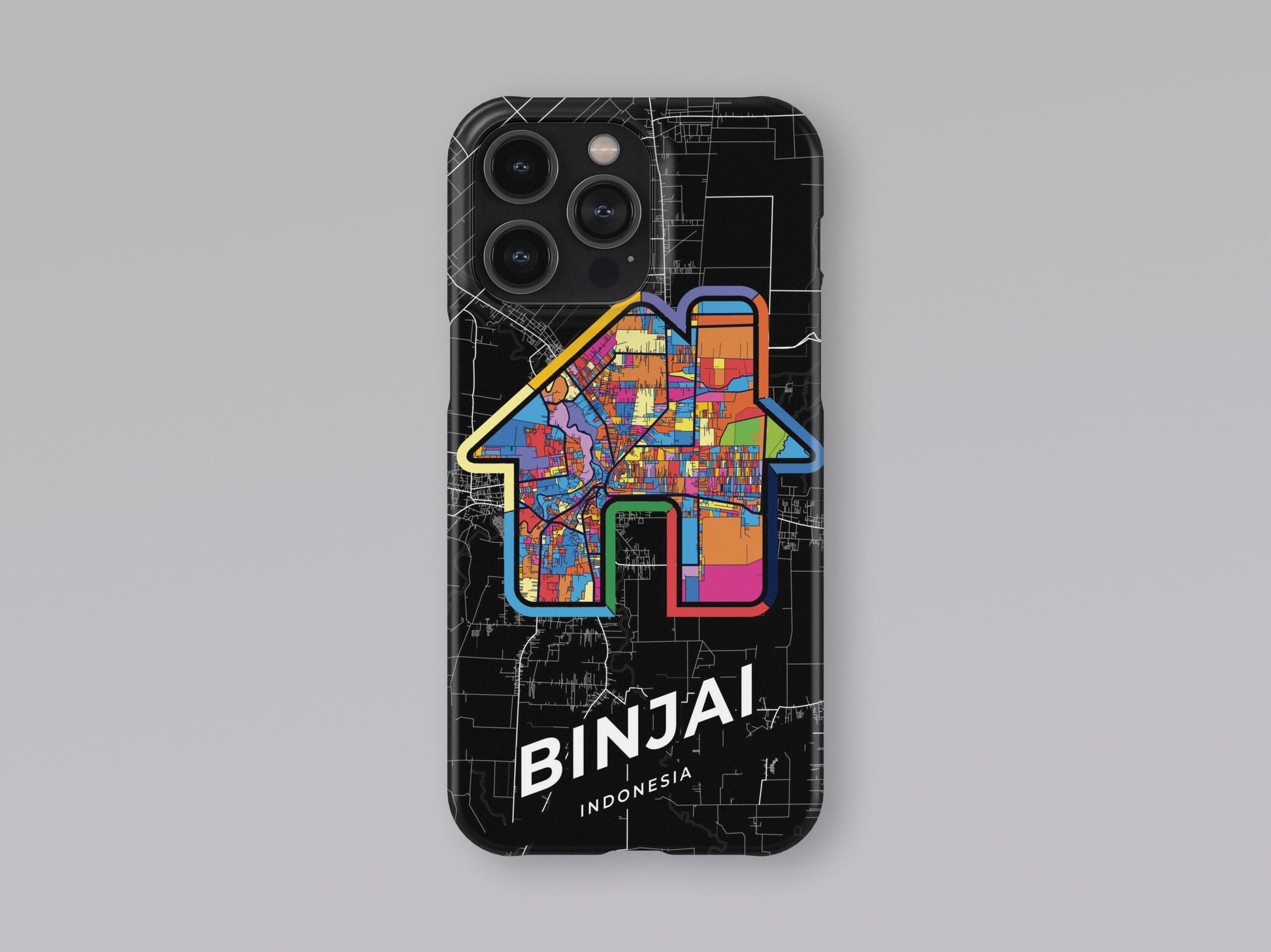 Binjai Indonesia slim phone case with colorful icon. Birthday, wedding or housewarming gift. Couple match cases. 3