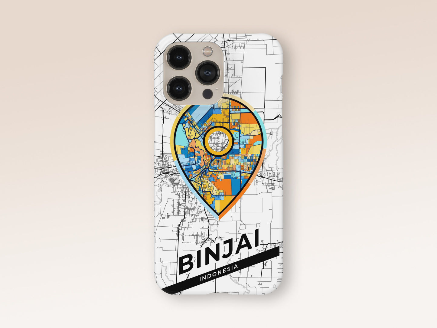 Binjai Indonesia slim phone case with colorful icon. Birthday, wedding or housewarming gift. Couple match cases. 1