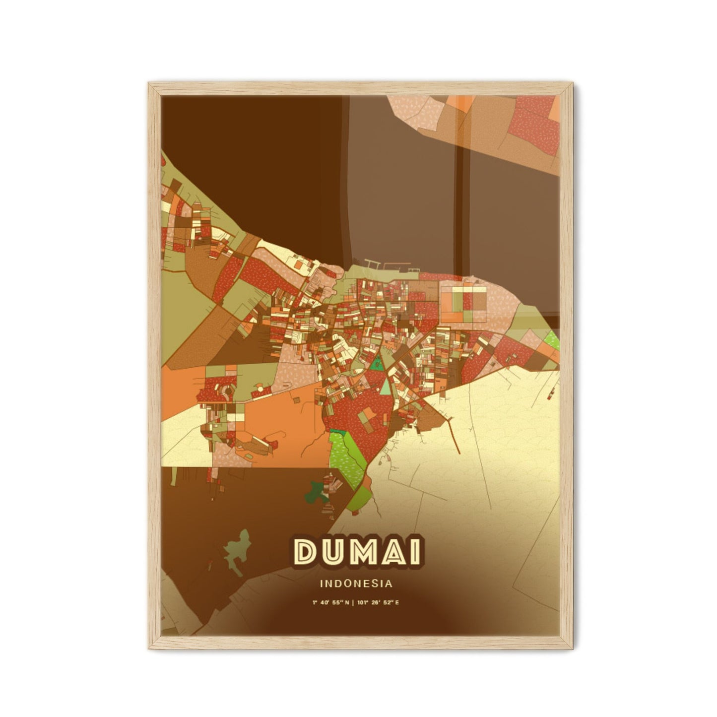 Colorful DUMAI INDONESIA Fine Art Map Farmhouse